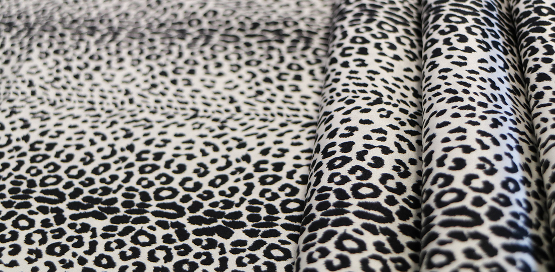 Black and white leopard print silk